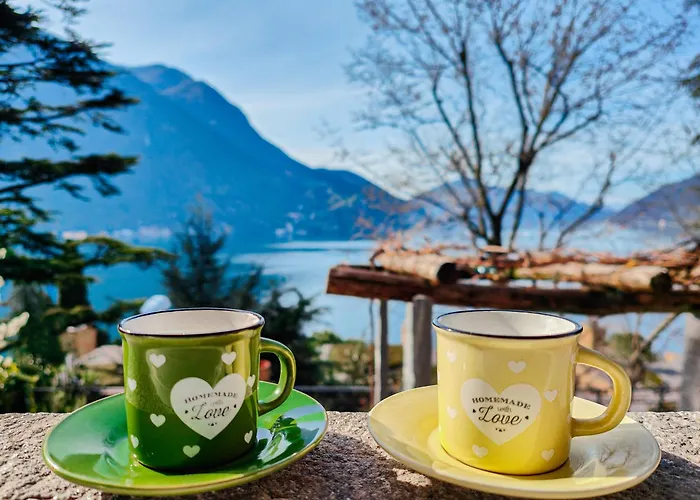 La Castignola Con Vista Lago Di Lugano E Giardino Condiviso